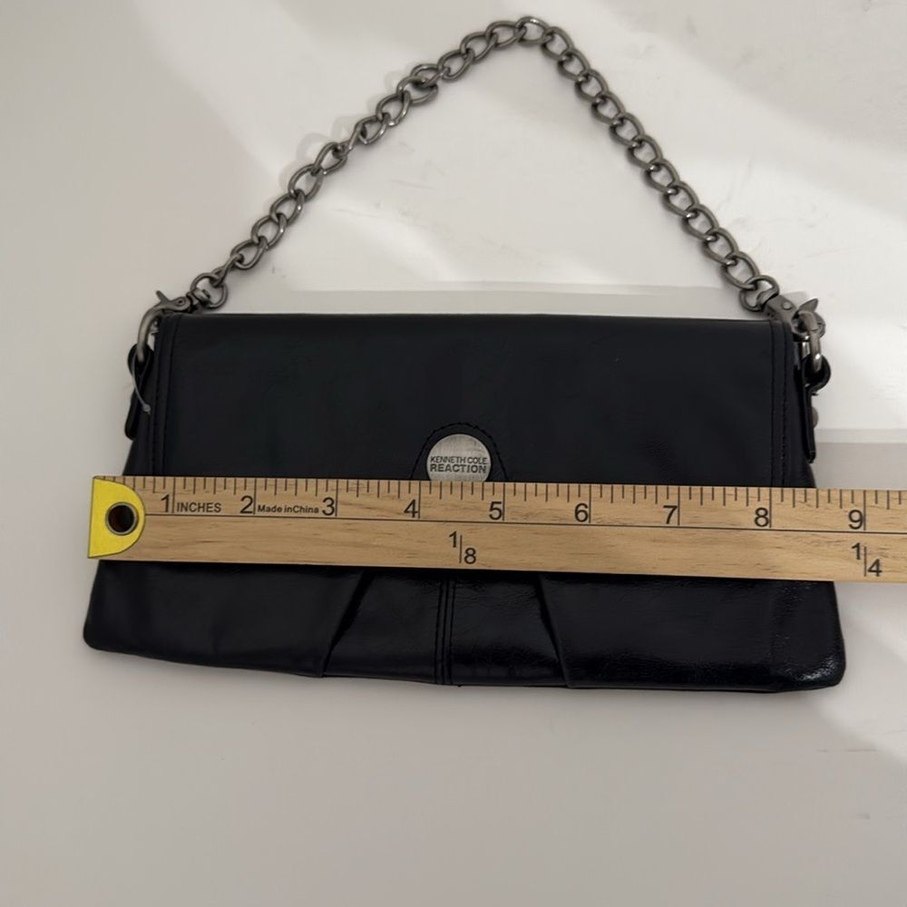 NEW KENNETH COLE Envelope Purse Black Genuine Leather Clutch - Picture 7 of 8